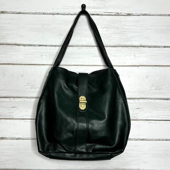 Olivia + Joy Dark Green Faux Leather Top Handle Bag Purse - Picture 1 of 13